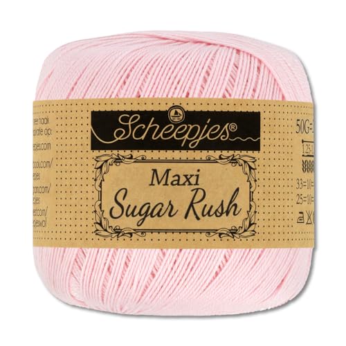 Frida's Wollhaus Scheepjes 50 g Maxi Sugar Rush Häkelgarn Filethäkeln Baumwolle 87 Farben (238 | Powder Pink) von Frida's Wollhaus