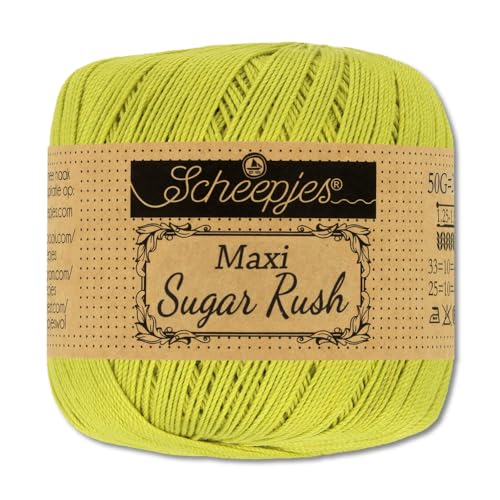 Frida's Wollhaus Scheepjes 50 g Maxi Sugar Rush Häkelgarn Filethäkeln Baumwolle 87 Farben (245 | Green Yellow) von Frida's Wollhaus