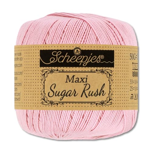 Frida's Wollhaus Scheepjes 50 g Maxi Sugar Rush Häkelgarn Filethäkeln Baumwolle 87 Farben (246 | Icy Pink) von Frida's Wollhaus