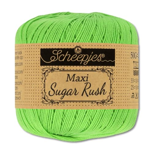 Frida's Wollhaus Scheepjes 50 g Maxi Sugar Rush Häkelgarn Filethäkeln Baumwolle 87 Farben (513 | Spring Green) von Frida's Wollhaus