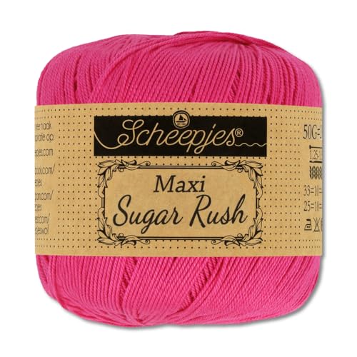 Frida's Wollhaus Scheepjes 50 g Maxi Sugar Rush Häkelgarn Filethäkeln Baumwolle 87 Farben (786 | Fuchsia) von Frida's Wollhaus