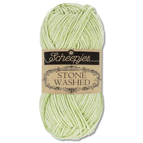 Frida's Wollhaus Scheepjes 50 g Stone Washed Stricken Häkeln seidenweich Wolle Garn 36 Farben (819 | New Jade) von Frida's Wollhaus