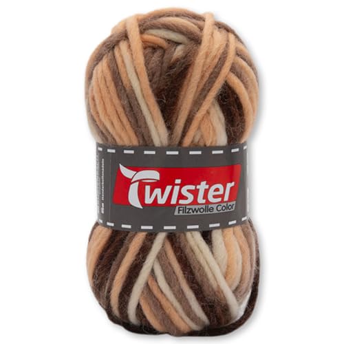 Frida's Wollhaus Twister 50 g Filzwolle Color Wintergarn Stricken Häkeln Filzen Wolle 9 Farben (182 | Cappuccino) von Frida's Wollhaus