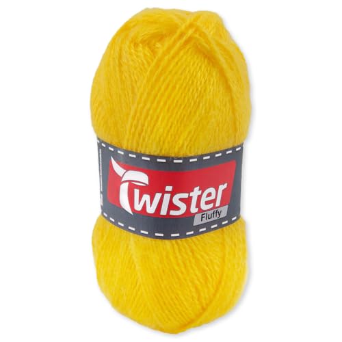 Frida's Wollhaus Twister 50 g Fluffy Stricken Häkeln Wolle Handarbeit Basicgarn 16 Farben (22 | Sonnengelb) von Frida's Wollhaus