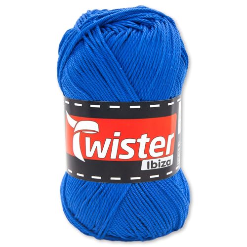 Frida's Wollhaus Twister 50 g Ibiza Uni Baumwolle Stricken Häkeln Sommergarn Babygarn 24 Farben (55 | Royal) von Frida's Wollhaus