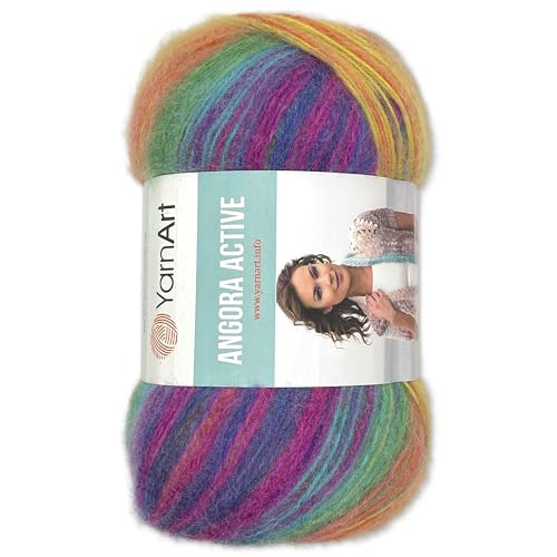 Frida's Wollhaus YarnArt 100 g Angora Active Stricken Garn Wolle Mohair Farbverlauf 14 Farben (850) von Frida's Wollhaus