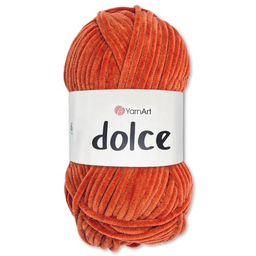 Frida's Wollhaus YarnArt 100 g Dolce Chenille Wolle Garn Stricken Häkeln Amigurumi 64 Farben (793 | Rost) von Frida's Wollhaus