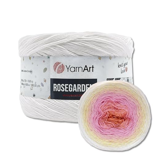 Frida's Wollhaus YarnArt 250 g = 1000 m Rosegarden Bobbel Farbverlaufsgarn Wolle 26 Farben (302 | Weiß-Vanille-Rosa-Apricot) von Frida's Wollhaus