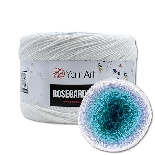 Frida's Wollhaus YarnArt 250 g = 1000 m Rosegarden Bobbel Farbverlaufsgarn Wolle 26 Farben (305 | Weiß-Hellblau-Blau-Dunkelblau) von Frida's Wollhaus