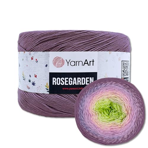 Frida's Wollhaus YarnArt 250 g = 1000 m Rosegarden Bobbel Farbverlaufsgarn Wolle 26 Farben (312 | Lila-Rosa-Hellgrün) von Frida's Wollhaus