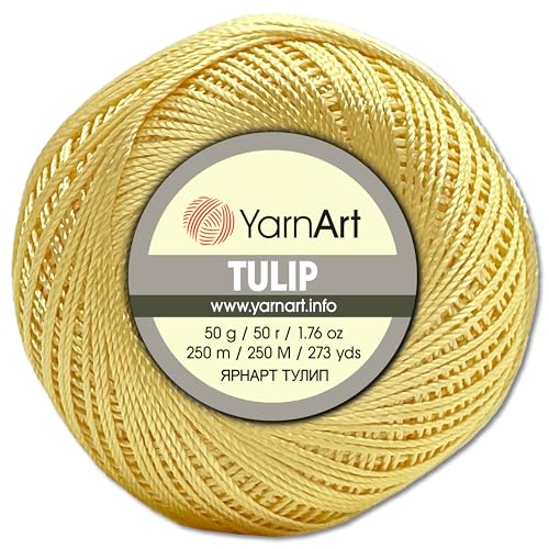 Frida's Wollhaus YarnArt 50 g Tulip Häkelgarn Filetgarn Mikrofaser glänzend seidig 49 Farben (463 | Gelb) von Frida's Wollhaus