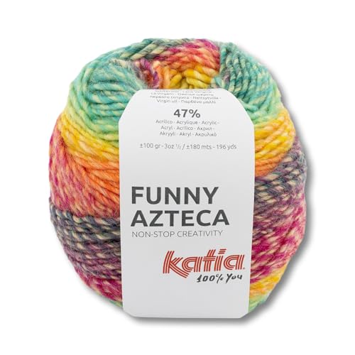 Katia 100 g Funny Azteca Farbverlaufsgarn Wolle Garn Stricken Häkeln 6 Farben (200 | Orange-Grün) von Frida's Wollhaus