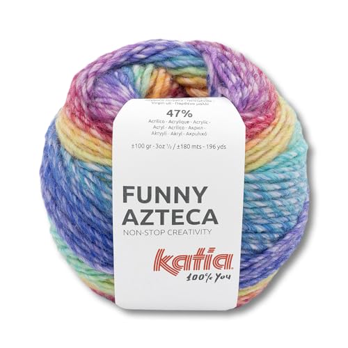 Katia 100 g Funny Azteca Farbverlaufsgarn Wolle Garn Stricken Häkeln 6 Farben (204 | Türkis-Fuchsia) von Frida's Wollhaus