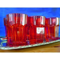 Vintage Wassergläser Rot Sommerfest Gartenparty Bunte Gläser Groß Trinkgläser Boho Sommer Eistee Dinner Mit Freunden Hacienda Finca Glas von Fridalicious4U