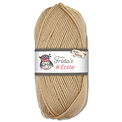 Frida's #Erste Wolle 100g Anti-Pilling (20 - Natur) fusselfreie Strick- & Häkelwolle von Frida's Wollhaus