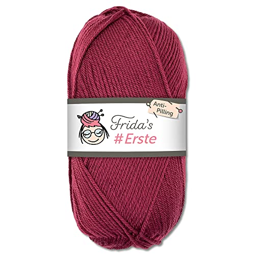 Frida's #Erste Wolle 100g Anti-Pilling (45 - Beere) fusselfreie Strick- & Häkelwolle von Frida's Wollhaus