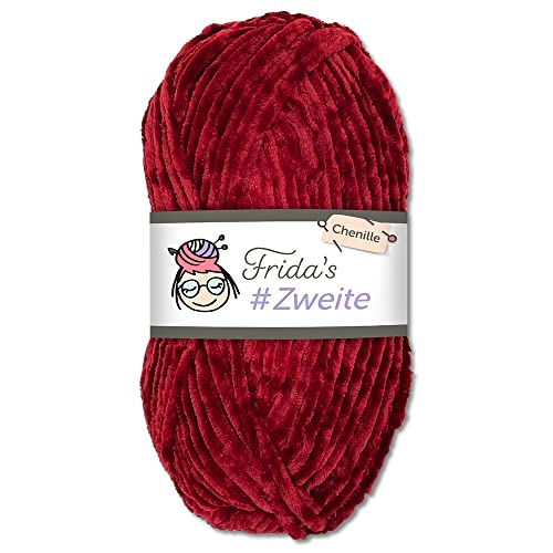 Frida's #Zweite Wolle 100g Chenille Wolle Amigurumi Stricken & Häkeln weich (22 - Kirschrot) von Frida's Wollhaus