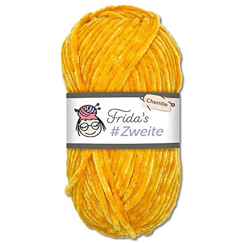 Frida's #Zweite Wolle 100g Chenille Wolle Amigurumi Stricken & Häkeln weich (30 - Senf) von Frida's Wollhaus