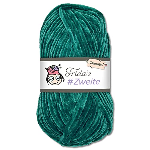 Frida's #Zweite Wolle 100g Chenille Wolle Amigurumi Stricken & Häkeln weich (48 - Petrol) von Frida's Wollhaus