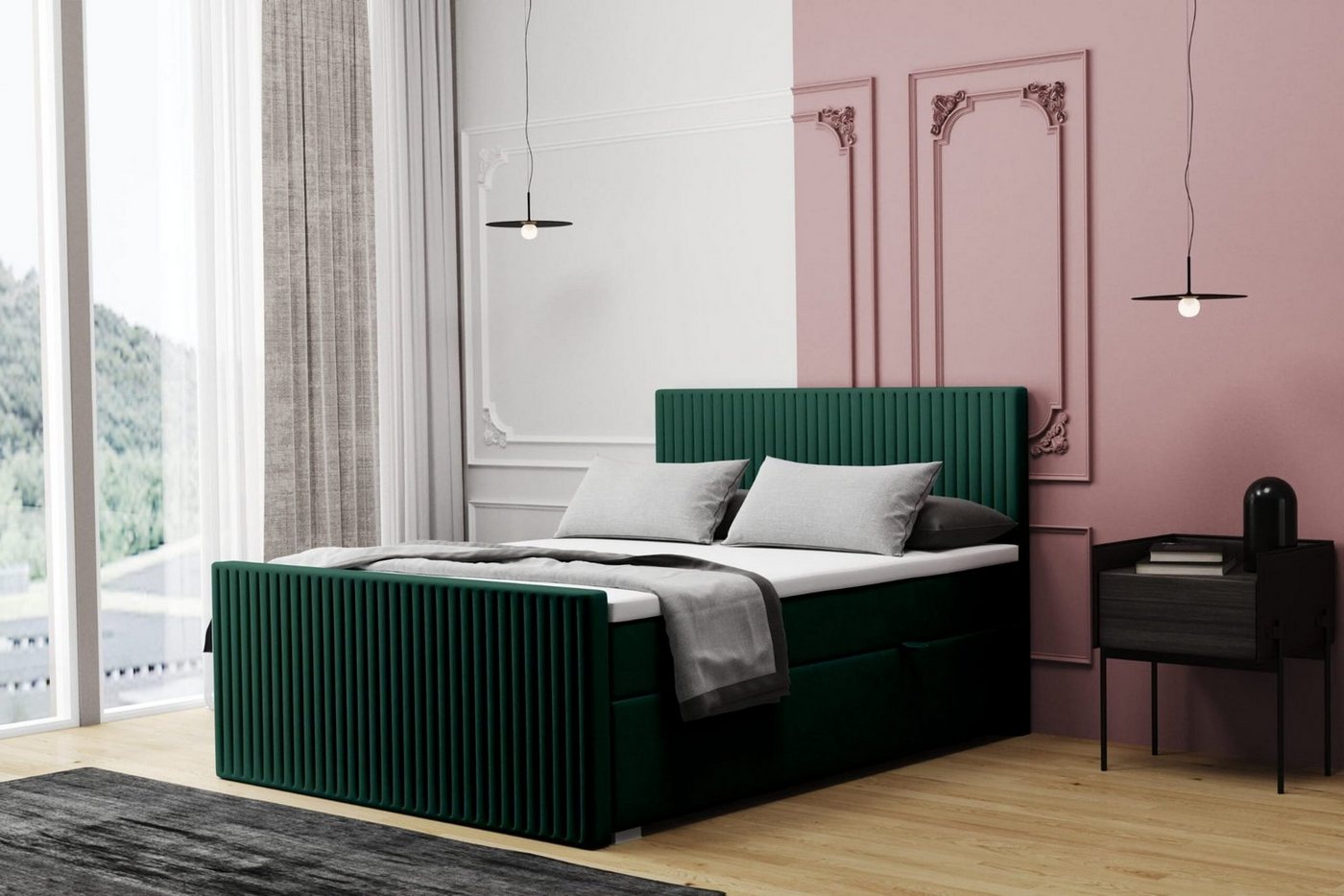 Friderik-EU Boxspringbett RISE Hohes Doppelbett Hotelbett mit zwei Bettkästen Kontinentalbett Friderik-EU Boxspringbett RISE Hohes Doppelbett Hotelbett mit zwei Bettkästen Kontinentalbett von Friderik-EU