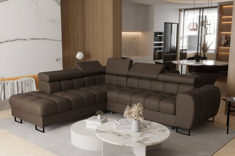 Friderik-EU Ecksofa ASPEN Ledersofa Schlaffunktion 260×225 cm Bettkasten von Friderik-EU