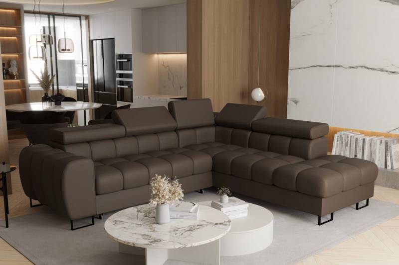Friderik-EU Ecksofa ASPEN Ledersofa Schlaffunktion 260×225 cm Bettkasten von Friderik-EU