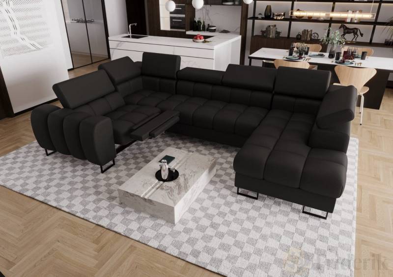 Friderik-EU Ecksofa ASPEN MAX II RELAX Ledersofa U-form Schlaffunktion Bettkasten von Friderik-EU