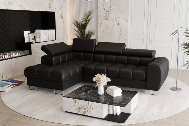 Friderik-EU Ecksofa Aspen Mini mit Schlaffunktion– 260x170 cm - Madrit-Kunstleder, - verstellbare Kopfstützen - Bettkasten - Liegefläche 117x190 cm von Friderik-EU