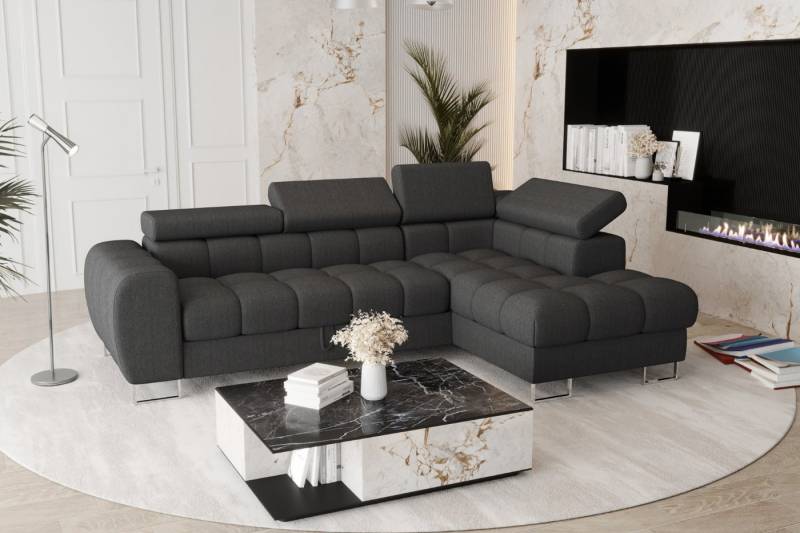 Friderik-EU Ecksofa Aspen Mini mit Schlaffunktion und Bettkasten – 260x170 - Gemma Stoff, - verstellbare Kopfstützen - Liegefläche 117x190 cm - Schlafsofa von Friderik-EU