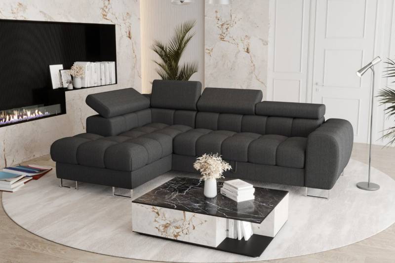 Friderik-EU Ecksofa Aspen Mini mit Schlaffunktion und Bettkasten – 260x170 - Gemma Stoff, - verstellbare Kopfstützen - Liegefläche 117x190 cm - Schlafsofa von Friderik-EU