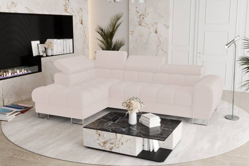 Friderik-EU Ecksofa Aspen Mini mit Schlaffunktion und Bettkasten – 260x170 - Gemma Stoff, - verstellbare Kopfstützen - Liegefläche 117x190 cm - Schlafsofa von Friderik-EU