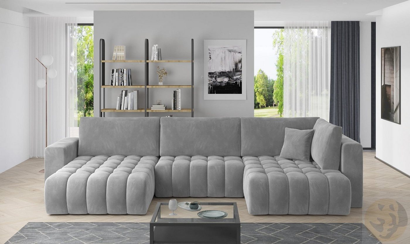 Friderik-EU Ecksofa BONITO Große ausziehbare gepolsterte Couch mit Bettkasten von Friderik-EU