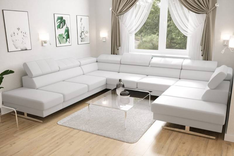 Friderik-EU Ecksofa EMPORIO MAX I Ledersofa verstellbare Kopfstützen silberne Beine Friderik-EU Ecksofa EMPORIO MAX I Ledersofa verstellbare Kopfstützen silberne Beine von Friderik-EU