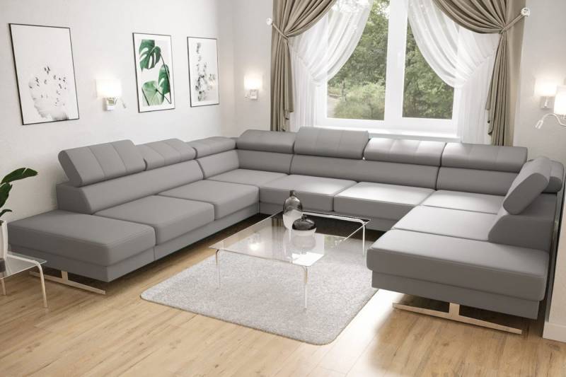 Friderik-EU Ecksofa EMPORIO MAX I Ledersofa verstellbare Kopfstützen silberne Beine Friderik-EU Ecksofa EMPORIO MAX I Ledersofa verstellbare Kopfstützen silberne Beine von Friderik-EU