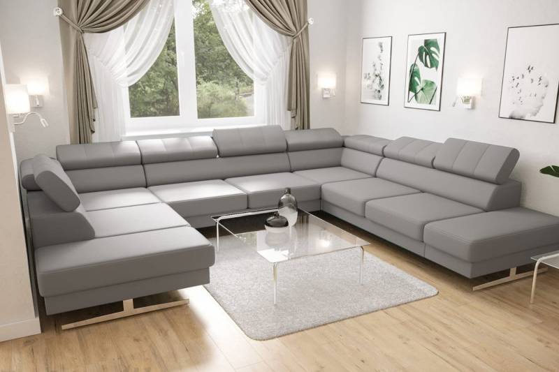 Friderik-EU Ecksofa EMPORIO MAX I Ledersofa verstellbare Kopfstützen silberne Beine Friderik-EU Ecksofa EMPORIO MAX I Ledersofa verstellbare Kopfstützen silberne Beine von Friderik-EU