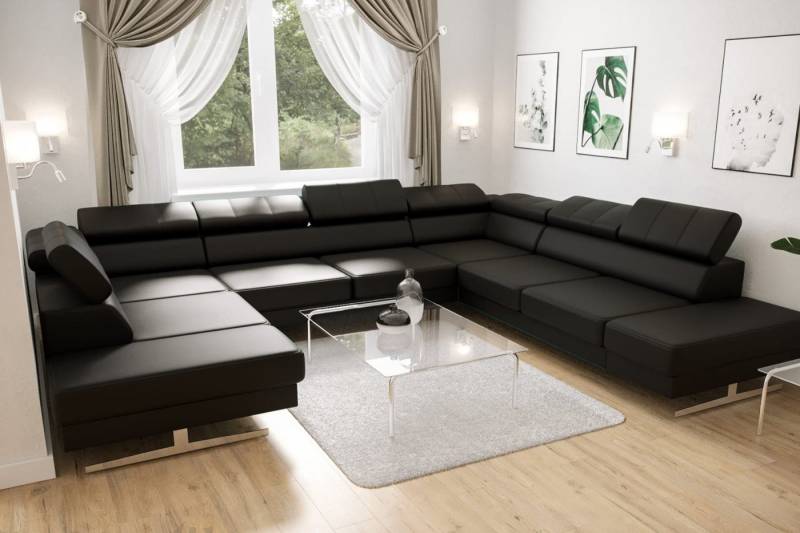 Friderik-EU Ecksofa EMPORIO MAX I Ledersofa verstellbare Kopfstützen silberne Beine Friderik-EU Ecksofa EMPORIO MAX I Ledersofa verstellbare Kopfstützen silberne Beine von Friderik-EU