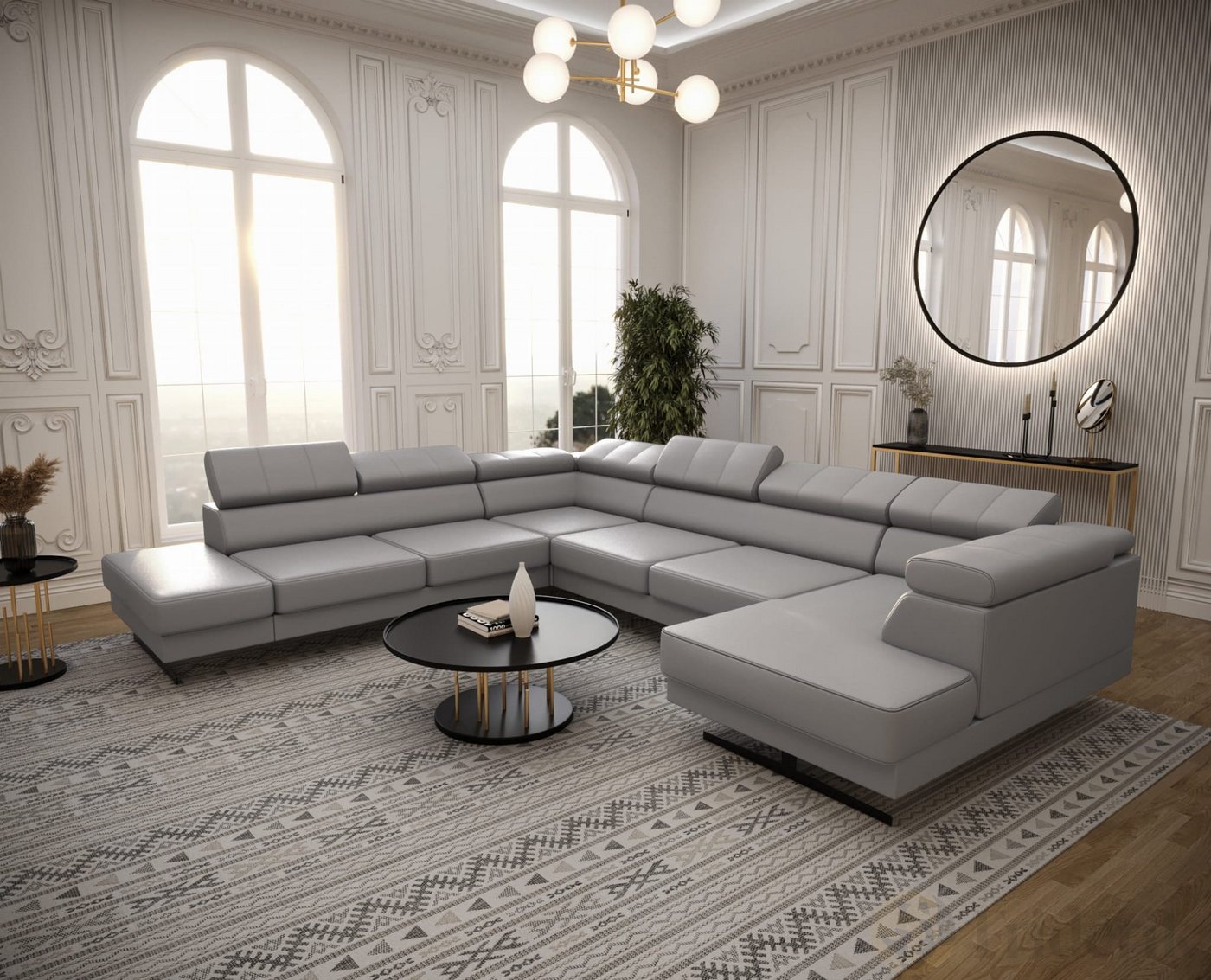 Friderik-EU Ecksofa EMPORIO MAX II verstellbare Kopfstützen silberne Beine Ledersofa Friderik-EU Ecksofa EMPORIO MAX II verstellbare Kopfstützen silberne Beine Ledersofa von Friderik-EU