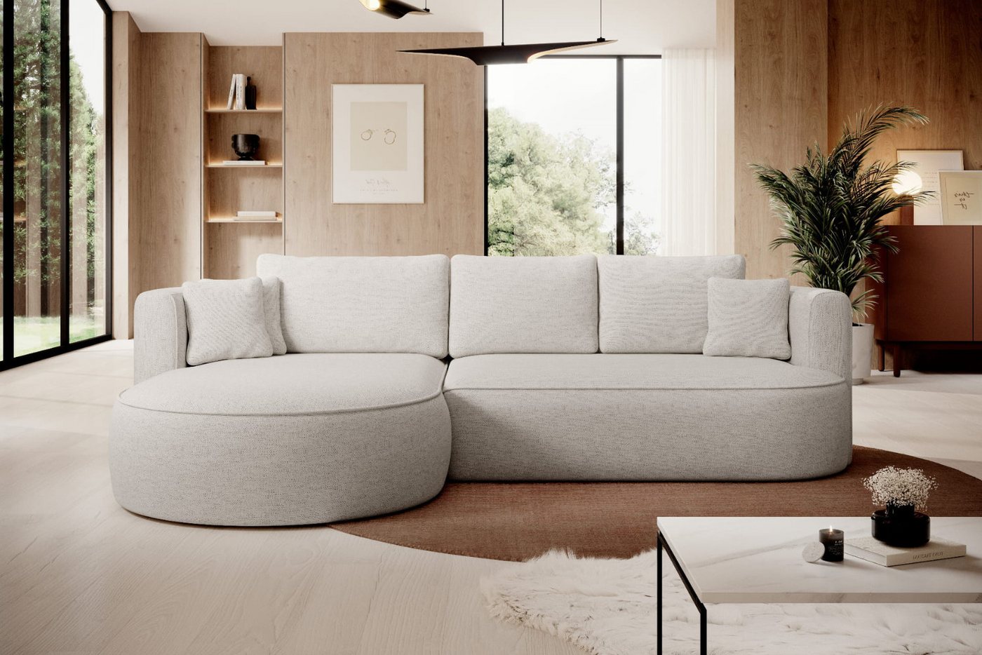 Friderik-EU Ecksofa Ecksofa Fiore mit Schlaffunktion und Bettkasten, – Links oder rechts – modernes Design von Friderik-EU