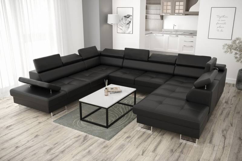 Friderik-EU Ecksofa GALAXY MAX I Ecksofa mit Schlaffunktion, 280x350x225 cm, Stoff Madrit, Bettkasten, verstellbaren Kopfstützen & Armlehne, Made in EU von Friderik-EU