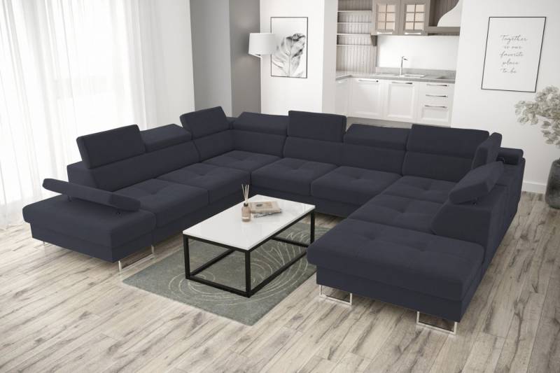 Friderik-EU Ecksofa GALAXY MAX I mit Schlaffunktion, 280x350x225, Stoff Terra, Bettkasten, verstellbaren Kopfstützen & Armlehne, Made in EU von Friderik-EU