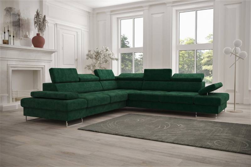 Friderik-EU Ecksofa Galaxy MAX 276×276 cm mit Schlaffunktion – Stoffbezug TERRA, Verstellbare Kopfstützen, Bettkasten, Made in Europe von Friderik-EU