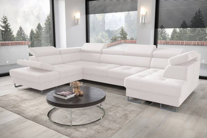Friderik-EU Ecksofa Galaxy Max II U-Form mit Schlaffunktion & Bettkästen – Stoff Terra, verstellbaren Kopfstützen & Armlehne von Friderik-EU