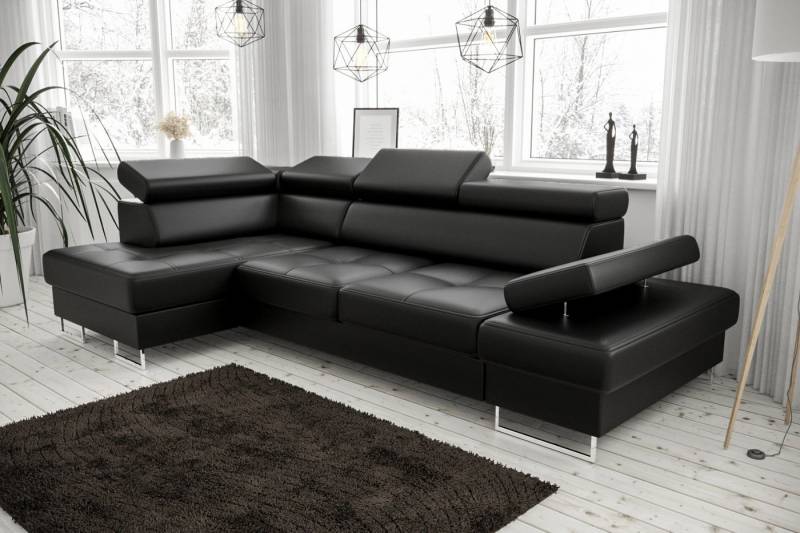Friderik-EU Ecksofa Galaxy Mini 170×280 mit Schlaffunktion & Bettkasten, Kunstleder Madrit, Made in Europe, verstellbare Kopfstützen & Armlehne von Friderik-EU