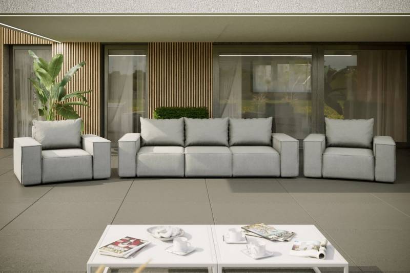 Friderik-EU Gartenlounge-Set Dreisitzer Sofa mit 2 Sesseln Gartenmöbel Terrasse Wasserdicht Rattan von Friderik-EU