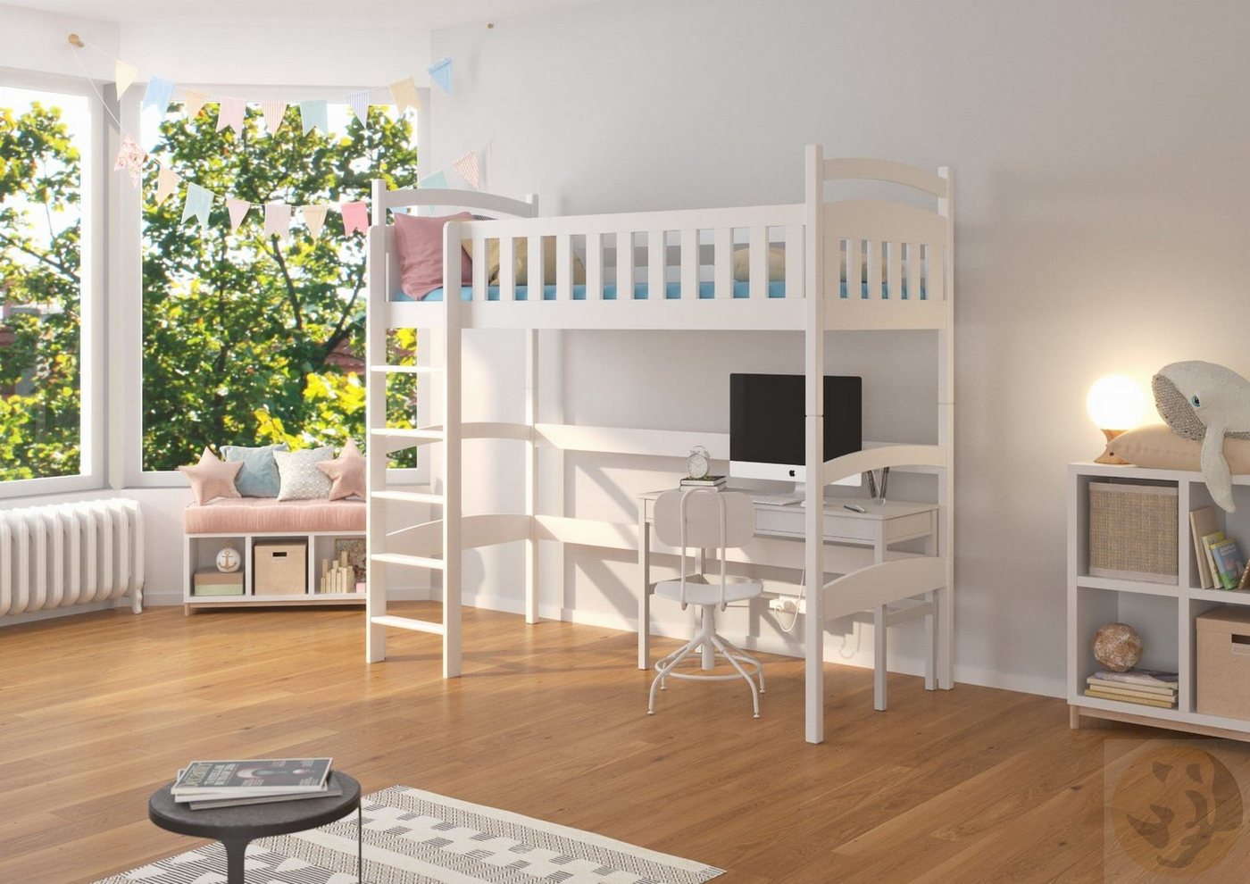 Friderik-EU Hochbett MIAGO Einzelbett Etagenbett für Kinder mit Matratze von Friderik-EU