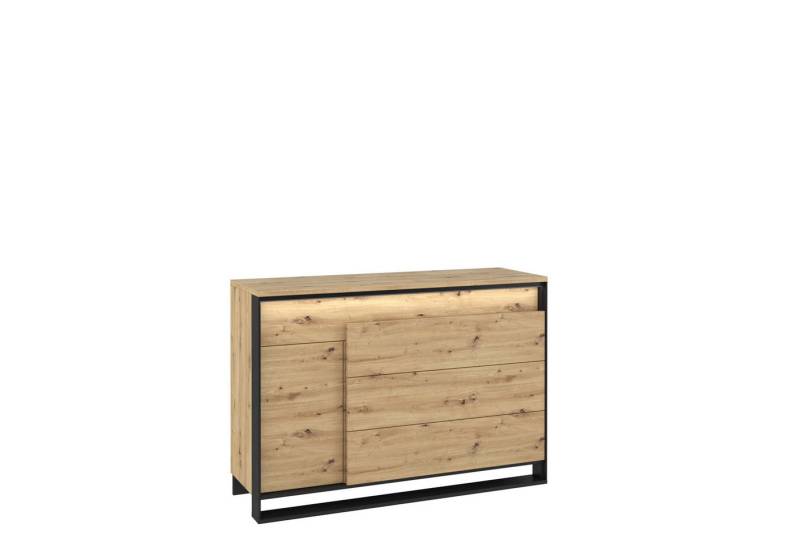 Friderik-EU Kommode QUANT SALON QA-08 Kommode mit Schubladen, Türen und LED, 130x90x41 von Friderik-EU
