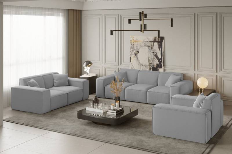 Friderik-EU Loungeset Möbelset LUGA Sofa 3-Sitzer, 2-Sitzer, Sessel, dekorative Kissen von Friderik-EU