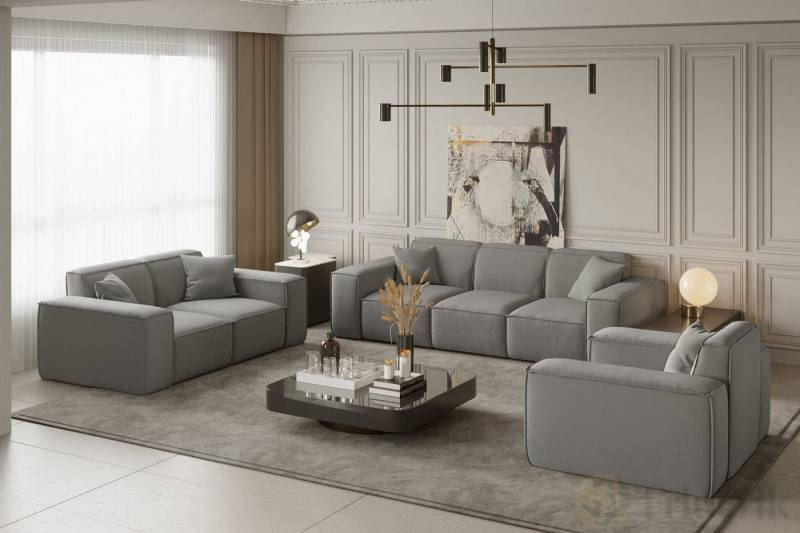 Friderik-EU Loungeset Möbelset LUGA Sofa 3-Sitzer, 2-Sitzer, Sessel, dekorative Kissen von Friderik-EU