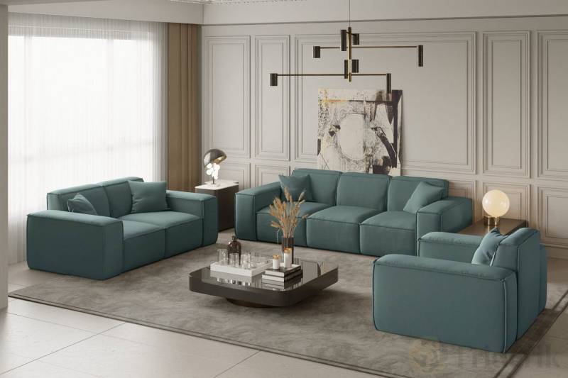 Friderik-EU Loungeset Möbelset LUGA Sofa 3-Sitzer, 2-Sitzer, Sessel, dekorative Kissen von Friderik-EU