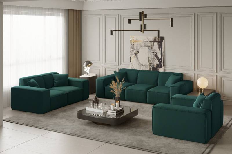 Friderik-EU Loungeset Möbelset LUGA Sofa 3-Sitzer, 2-Sitzer, Sessel, dekorative Kissen von Friderik-EU